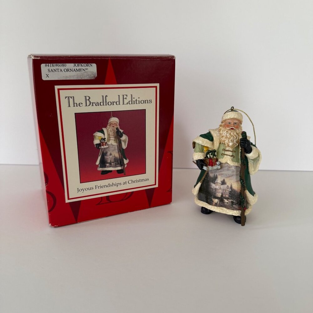Bradford Editions Joyous Friendships At Christmas Santa Ornament Hand-Painted Co